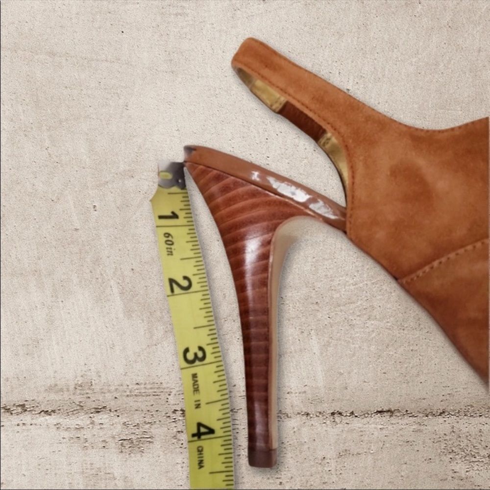 GUESS Heels Peep Toe Sling Back Gwnitty Suede Shoes 8 - Picture 10 of 12